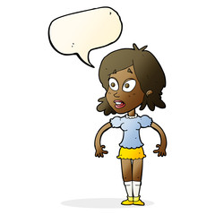 cartoon surprised woman with speech bubble