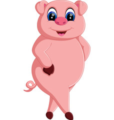 illustration of Cute pig cartoon posing