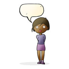 cartoon surprised girl with speech bubble
