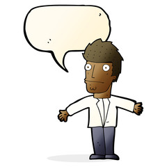 cartoon confused man with speech bubble