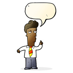 cartoon bored man asking question with speech bubble
