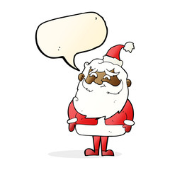 cartoon santa claus with speech bubble