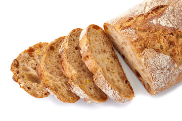 Sliced bread isolated on white background
