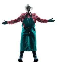 gardener man gardening isolated silhouette