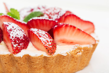 Delicious strawberry shortcake with whipped cream.