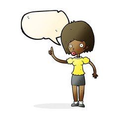 cartoon woman with idea with speech bubble