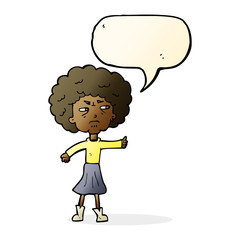 cartoon annoyed old woman with speech bubble