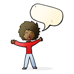 cartoon woman shouting with speech bubble