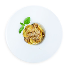 Traditional italian cuisine mushroom ravioli