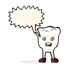 cartoon tooth with speech bubble