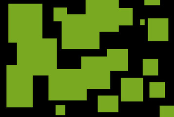 abstract illustration of randomly located rectangular shapes in different shades of green