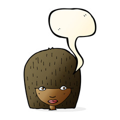 cartoon staring woman with speech bubble