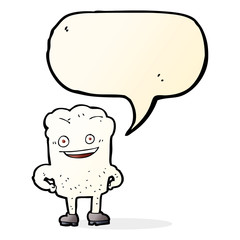 cartoon tooth looking smug with speech bubble