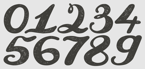 Numbers set in hand drawn calligraphy style.