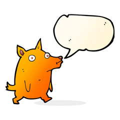 cartoon funny little dog with speech bubble