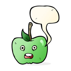cartoon apple with speech bubble