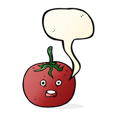 cartoon tomato with speech bubble