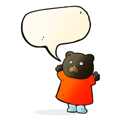funny cartoon black bear with speech bubble