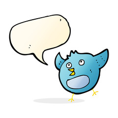cartoon happy bird with speech bubble