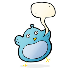 cartoon fat bird with speech bubble