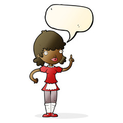 cartoon maid with speech bubble