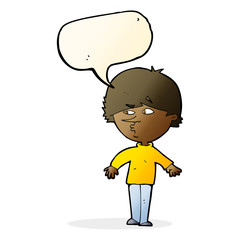 cartoon suspicious man looking over shoulder with speech bubble