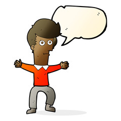 cartoon startled man with speech bubble