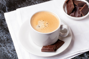 freshly made espresso shot with chocolate