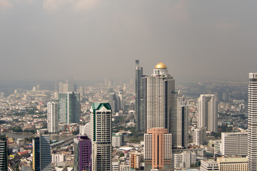 Bird's eye view of Bangkok city. Top view Bangkok city. Building in Bangkok city. Cityscape, Thailand.