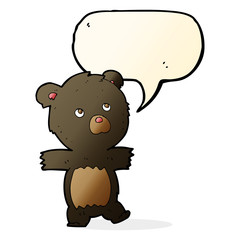 cartoon cute black bear with speech bubble