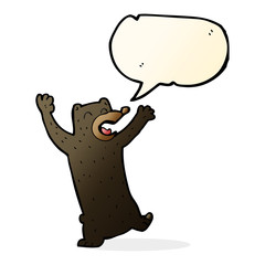 cartoon black bear with speech bubble