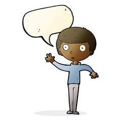 cartoon staring boy with speech bubble