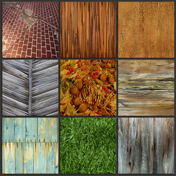 Set background image surface at different wood, grass, tile.