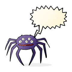 cartoon halloween spider with speech bubble