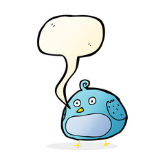 cartoon fat bird with speech bubble
