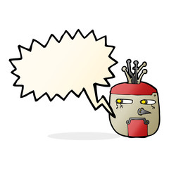 cartoon robot head with speech bubble
