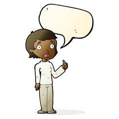 cartoon woman giving thumbs up symbol with speech bubble