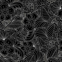 Black and white doodle seamless pattern. Vector illustration
