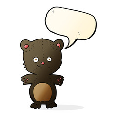 cartoon black bear cub with speech bubble