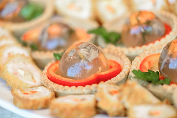 Appetizers with pork jelly and pastry