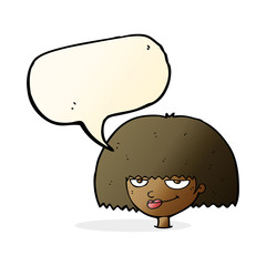 cartoon mean female face with speech bubble