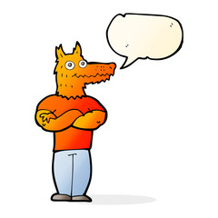 cartoon fox man with speech bubble