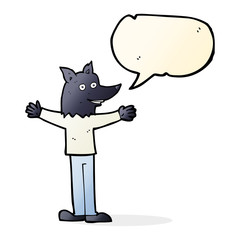 cartoon werewolf with speech bubble