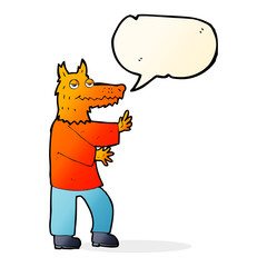 cartoon fox with speech bubble
