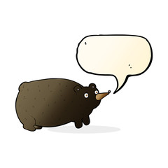 funny cartoon bear with speech bubble
