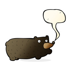 funny cartoon bear with speech bubble