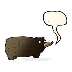 funny cartoon bear with speech bubble
