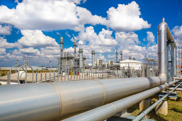 Steam turbine power plant with cloudy sky © supakitmod
