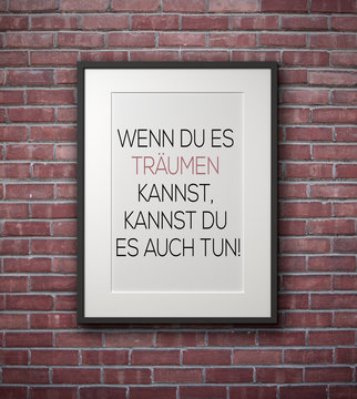 Inspirierend Motivierungszitat auf Bilderrahmen