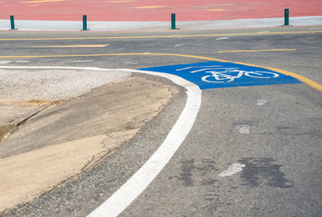 blue color painted on asphalt road